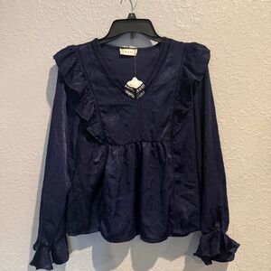 NWT Altar'd State Blue Blouse w Ruffles - Size S